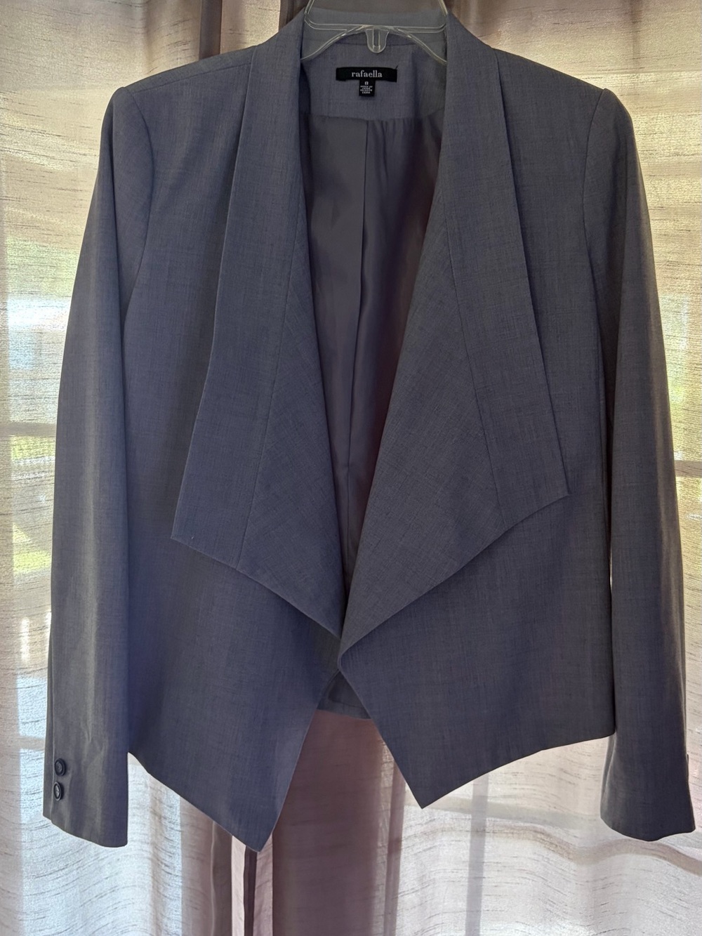 Rafaella Slate Gray Draped Open-Front Blazer